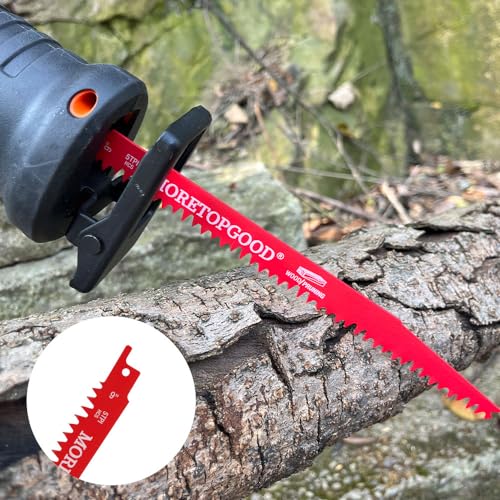 MORETOPGOOD Wood Pruning Reciprocating Saw Blades,6 Inch Saw Blades for Trees Wood Cutting, Wood Saw Blades (5 Pack/5TPI)