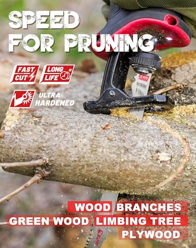 EZARC Wood Pruning Reciprocating Saw Blade 9 Inch, Fleam Ground Teeth Pruning Saw Blades for Tree Trimming, Wood/Wet Wood Cutting, 5 Pieces