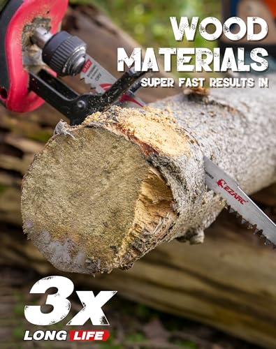 EZARC Wood Pruning Reciprocating Saw Blade 9 Inch, Fleam Ground Teeth Pruning Saw Blades for Tree Trimming, Wood/Wet Wood Cutting, 5 Pieces