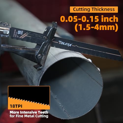 TOLESA Bi-Metal Sawzall Blades Metal Cutting 9 Inch 18 TPI, 10 Pack Reciprocating Saw Blades for Metal Pipes, Metal Profiles, Medium & Thin Sheet Metal Cutting