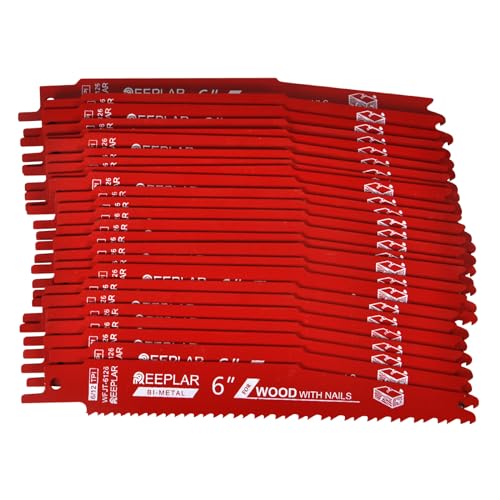 25 Pack 6 Inch 6/12 Tpi Reciprocating Saw Blades for Nail-Embedded Wood…
