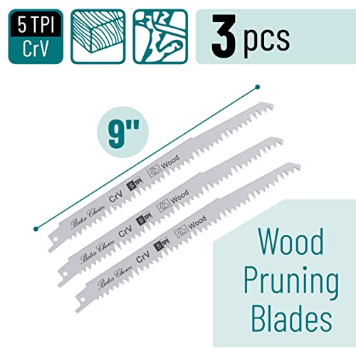 Bates- Wood Pruning Reciprocating Saw Blades, 9 Inch, 3 Pack, Sawzall Blades, Reciprocating Saw Blades, Sawzall Pruning Blades, Pruning Blade for Reciprocating Saw, Wood Saw Blades
