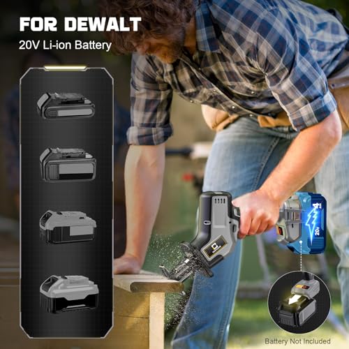 Cordless Reciprocating Saw for DeWalt 20V Max, Brushless Motor Variable Speed, Tool-Free Blade Change, Cerycose Reciprocating saw with LED Light,4 Saw Blades for Metal Wood PVC Cutting, No Battery