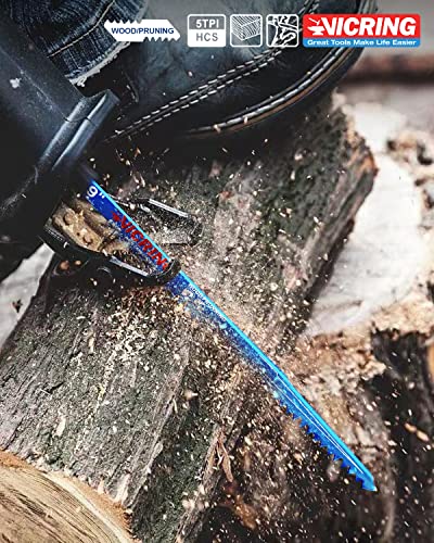 Wood Pruning Reciprocating Saw Blades 9 Inch Sawzall Blades for Trees High Carbon Steel Pruning Blade for Reciprocating Saw (5 Pack/5TPI)