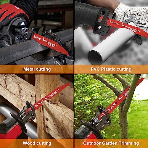 25 Pack 9 Inch 6/12 Tpi Reciprocating Saw Blades for Wood and Nail-Embedded Wood Cutting, Bi-Metal Sawzall Blades with Non-Stick Coated for Less Heat and Friction