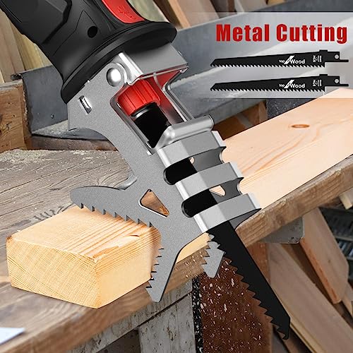 PULITUO Cordless Reciprocating Saw, Speed 3000SPM，with Clamping Jaw, 2000 mAh Battery/ 1-Hour Fast Charge,Safety Gloves& Goggles, 4Pcs of Saw Blades for Wood/Metal/PVC
