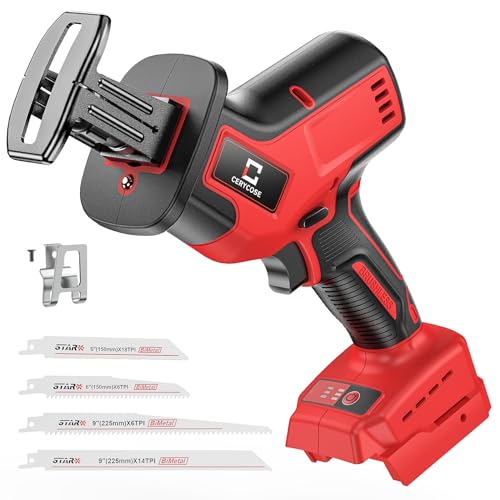 Cordless Reciprocating Saw for Milwaukee m18 18V Battery, Brushless motor, Variable Speed 0-3000 Spm,Tool Free Blade Change, 4 Saw Blades for Wood/Metal/PVC Cuts (NO Battery Included)