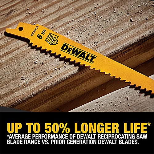DEWALT DW4856 6pc Metal/Woodcutting Reciprocating Saw Blade Set, Metallic