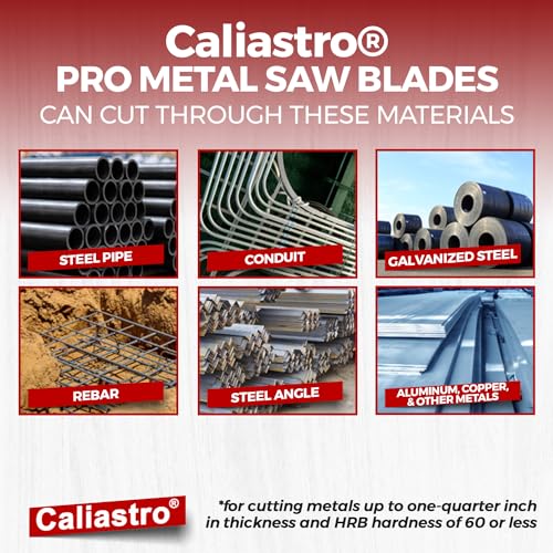 6-Inch Thick Metal Cutting Reciprocating Saw Blades (18 TPI) Made of Long Lasting Bi-Metal (HSS Teeth Bonded to HCS Body) - 8 Pack - Caliastro
