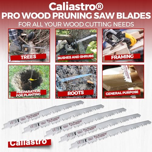 9-Inch Wood Pruning Saw Blades for Reciprocating/Sawzall Saws - 5 Pack - Caliastro