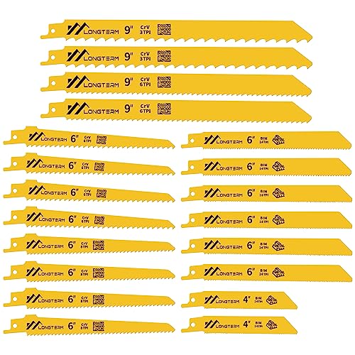 20-Piece Reciprocating Saw Blades - Metal/PVC/Wood Cutting Saw Blades, Pruner Saw Blades with Organizer Pouch…