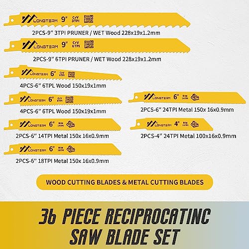 20-Piece Reciprocating Saw Blades - Metal/PVC/Wood Cutting Saw Blades, Pruner Saw Blades with Organizer Pouch…