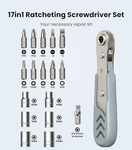 17in1 Mini Ratchet Screwdriver Set with Magnetic Offset