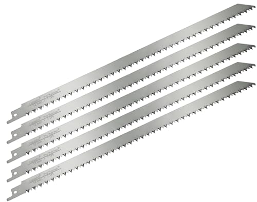12-Inch Stainless Steel Frozen Meat Bone Cutting Saw Blades for Reciprocating and Sawzall Saws - 5 Pack - Caliastro