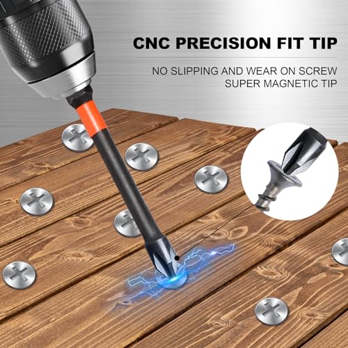 10-Pack Impact Magnetic Phillips Head Drill Bits - S2 Alloy Steel