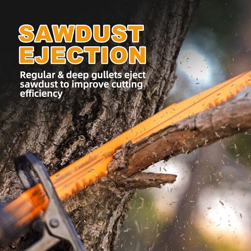 TOLESA Wood Pruning Reciprocating Saw Blades 12 inch 5 TPI Sawzall Blades Green Wood Construction Wood Cutting and PVC Pipe Cutting CRV Sharp Ground Teeth for Quick Cutting Sabre Saw Blades 5 Pack