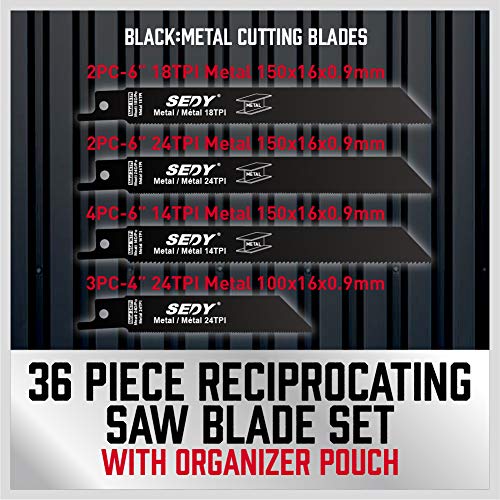 36-Piece Ultimate Reciprocating Saw Blade Set - Premium Sawzall Blades, Durable Wood & Metal Cutting Blades with Storage Pouch, Long-Lasting Pruning Blades