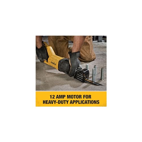 DEWALT Reciprocating Saw, 12 Amp, 2,900 RPM, 4-Position Blade Clamp, Variable Speed Trigger, Corded (DWE305)