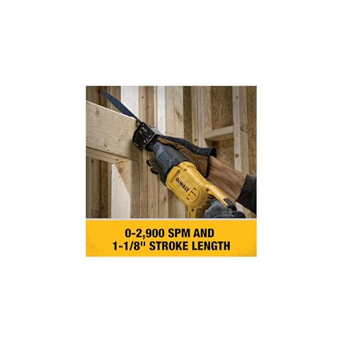 DEWALT Reciprocating Saw, 12 Amp, 2,900 RPM, 4-Position Blade Clamp, Variable Speed Trigger, Corded (DWE305)