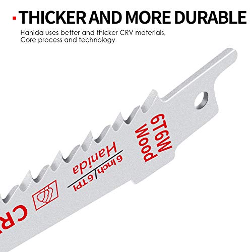 Hanida 9-Inch 5-Pack and 6-Inch 7-Pack Wood Pruning Saw Blades for Reciprocating/Sawzall Saws - 12 Pack