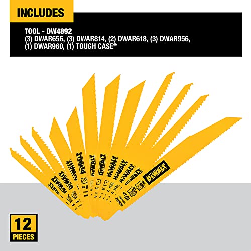 Dewalt DW4892 12-Piece Reciprocating Saw Blade Set w/ Telescoping Case