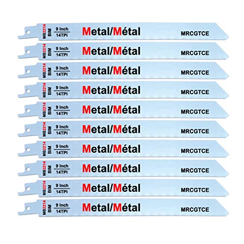 10 Piece 9” 14-TPI Thick Metal Cutting Reciprocating Saw Blades
