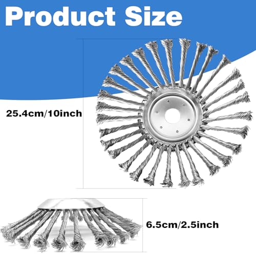 IRmm 10 Inch Unbreakable Wired Trimmer Blade for Weed Eater, Steel Wire Rotary Brush Cutter Trimmer Head, Weed Eater Head for Moss Grass Rust Removal, Paving Stone, Pavement Joints or Driveway