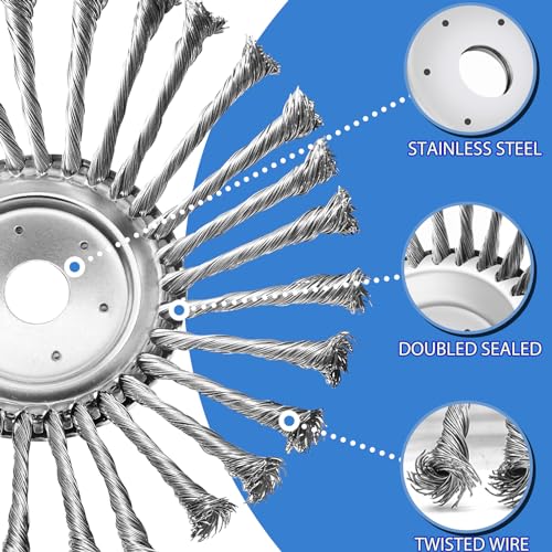 IRmm 10 Inch Unbreakable Wired Trimmer Blade for Weed Eater, Steel Wire Rotary Brush Cutter Trimmer Head, Weed Eater Head for Moss Grass Rust Removal, Paving Stone, Pavement Joints or Driveway