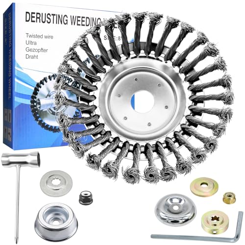 IRmm 8 Inch Unbreakable Wired Trimmer Blade for Weed Eater, Steel Wire Rotary Brush Cutter Trimmer Head, Weed Eater Head for Moss Grass Rust Removal, Paving Stone, Pavement Joints or Driveway