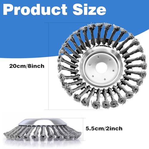 IRmm 8 Inch Unbreakable Wired Trimmer Blade for Weed Eater, Steel Wire Rotary Brush Cutter Trimmer Head, Weed Eater Head for Moss Grass Rust Removal, Paving Stone, Pavement Joints or Driveway