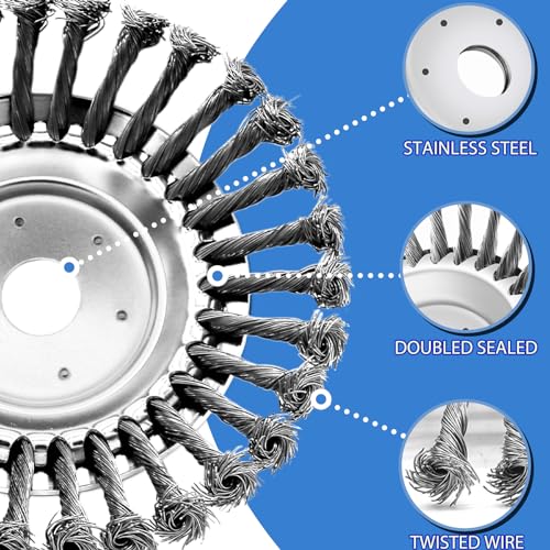 IRmm 8 Inch Unbreakable Wired Trimmer Blade for Weed Eater, Steel Wire Rotary Brush Cutter Trimmer Head, Weed Eater Head for Moss Grass Rust Removal, Paving Stone, Pavement Joints or Driveway