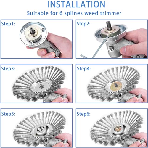 IRmm 8 Inch Unbreakable Wired Trimmer Blade for Weed Eater, Steel Wire Rotary Brush Cutter Trimmer Head, Weed Eater Head for Moss Grass Rust Removal, Paving Stone, Pavement Joints or Driveway