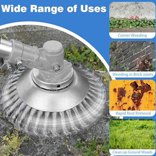 IRmm 8 Inch Unbreakable Wired Trimmer Blade for Weed Eater, Steel Wire Rotary Brush Cutter Trimmer Head, Weed Eater Head for Moss Grass Rust Removal, Paving Stone, Pavement Joints or Driveway