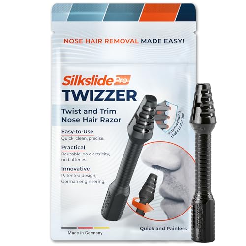 Silkslide TWIZZER, Nose Hair and Ear Hair Trimmer for Men and Women, Twist and Trim Nasal Hair Removal, German Blades, Patented Design, No Electricty or Batteries
