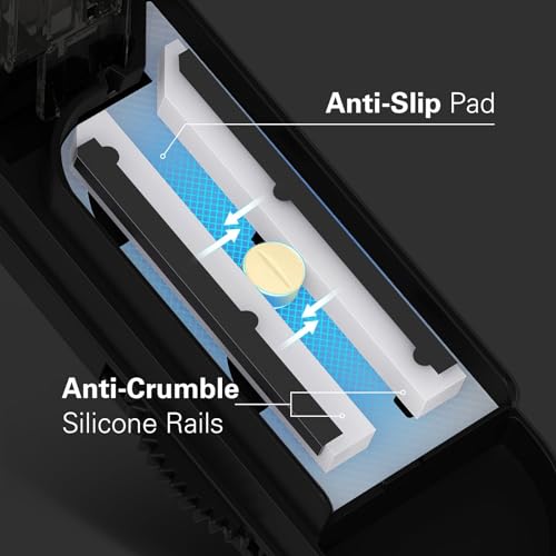 ONE PIX Pill Cutter Splitter for Small and Tiny Pills, Pill Cutter for Cutting Multiple Pills at a Time in Half, Pill Cutter for Small or Large Pills with Hidden Sharp Stainless Steel Blade, Grey