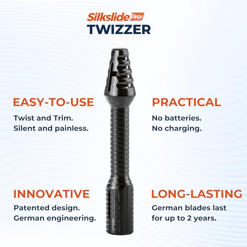 Silkslide TWIZZER, Nose Hair and Ear Hair Trimmer for Men and Women, Twist and Trim Nasal Hair Removal, German Blades, Patented Design, No Electricty or Batteries