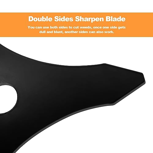 Iswawo Steel Trimmer Weed Eater Head 10 inch 3 Teeth, Heavy Duty Carbon Blade Adapter Attachment Brush Cutter - Blades for 20mm or 25.4mm - Compatible with Husqvarna, Stihl, Ego, Echo (2 Sets)