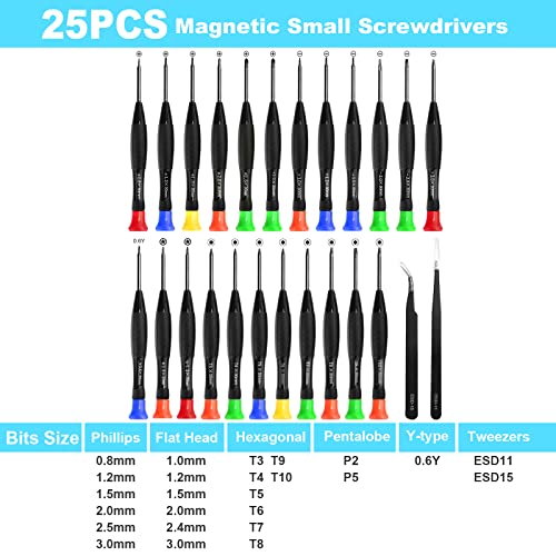 25-Piece Precision Screwdriver Set with Magnetic Tips