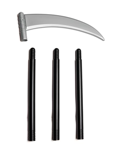 Happy Hippo Grim Reaper Scythe Prop for Halloween; Adult or Kids Grim Reaper Costume Accessories, Faux Scythe Blade & Adjustable Handle; Grim Reaper Sickle Toy