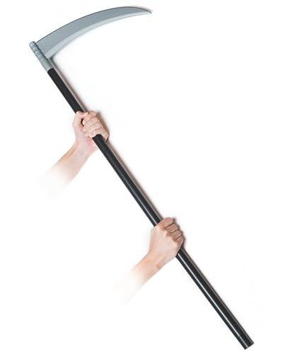Happy Hippo Grim Reaper Scythe Prop for Halloween; Adult or Kids Grim Reaper Costume Accessories, Faux Scythe Blade & Adjustable Handle; Grim Reaper Sickle Toy