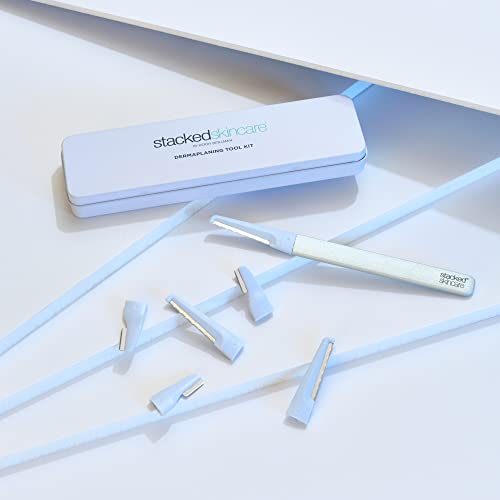 StackedSkincare - Dermaplaning Kit for Face Exfoliation, With 3 Replaceable Dermaplaning Blades & 3 Precision Dermaplaning Blades, Instantly Softer and Smoother Skin, No Brush or Scrub Needed, 7 Count