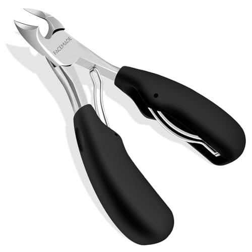 FACEMADE Toenail Clippers, Professional Ingrown Toenail Tools, Podiatrist Toenail Clippers, Super Sharp Curved Blade Suitable for Trimming Ingrown or Thick Toenails, Suitable for Men & Seniors (Black)