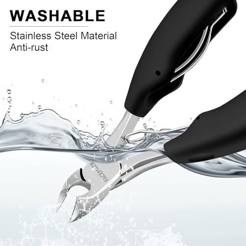FACEMADE Toenail Clippers, Professional Ingrown Toenail Tools, Podiatrist Toenail Clippers, Super Sharp Curved Blade Suitable for Trimming Ingrown or Thick Toenails, Suitable for Men & Seniors (Black)