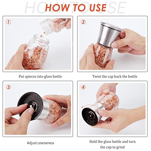 Ebaco Original Stainless Steel Salt or Pepper Grinder - Top Spice Mill with Ceramic Blades, Brushed Stainless Steel and Adjustable Coarseness By Pepper Grinder （Single Package）
