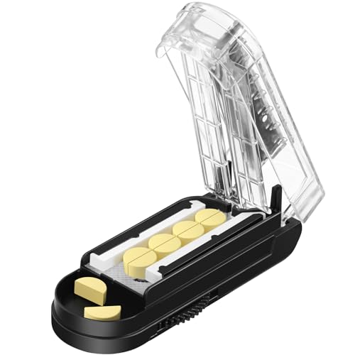 Renmingfed Pill Cutter for Multiple Pills at a Time, Pill Cutter Splitter for Small and Tiny Pills, Pill Cutter for Small or Large Pills, Pill Splitter with Hidden Sharp Stainless Steel Blade