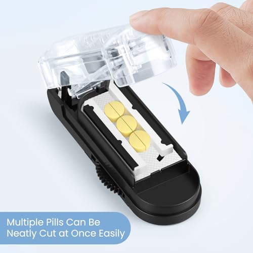 Renmingfed Pill Cutter for Multiple Pills at a Time, Pill Cutter Splitter for Small and Tiny Pills, Pill Cutter for Small or Large Pills, Pill Splitter with Hidden Sharp Stainless Steel Blade