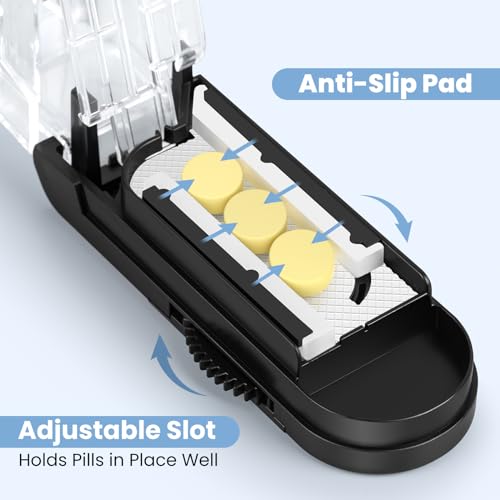 Renmingfed Pill Cutter for Multiple Pills at a Time, Pill Cutter Splitter for Small and Tiny Pills, Pill Cutter for Small or Large Pills, Pill Splitter with Hidden Sharp Stainless Steel Blade
