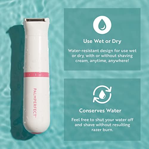 Clio PALMPERFECT Electric Bikini Trimmer - Travel-Friendly Hair Shaver for Smooth, Dual Blade for Close Shave, Use Wet or Dry - Battery-Powered + 3 Trimming Guides Included