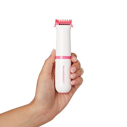 Clio PALMPERFECT Electric Bikini Trimmer - Travel-Friendly Hair Shaver for Smooth, Dual Blade for Close Shave, Use Wet or Dry - Battery-Powered + 3 Trimming Guides Included