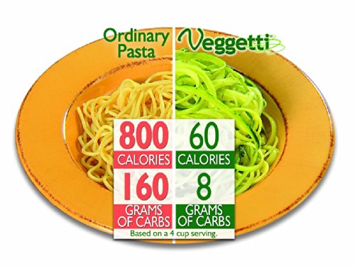 Veggetti Veggie Slicer, Dual Stainless Steel Blade Vegetable Cutter for Thick or Thin Noodle, Works with Zucchini, Squash, Cucumbers, Carrots, and more,White